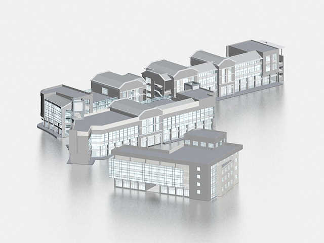 Commercial retail building 3d rendering