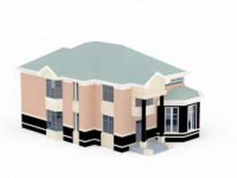 House with garage 3d model preview
