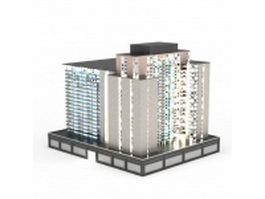 Commercial-residential complex building 3d model preview