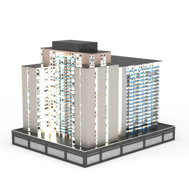 Commercial-residential complex building 3d rendering