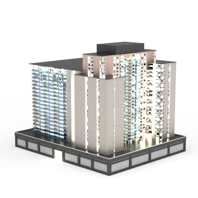 Commercial-residential complex building 3d rendering