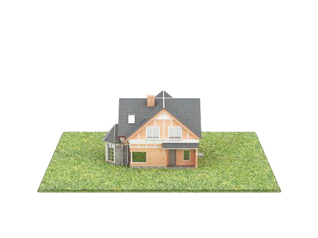 Home with lawn 3d rendering