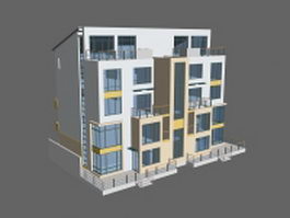 Terraced houses 3d model preview