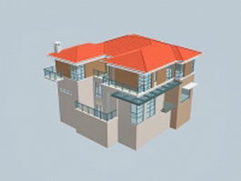 Country villa building 3d model preview
