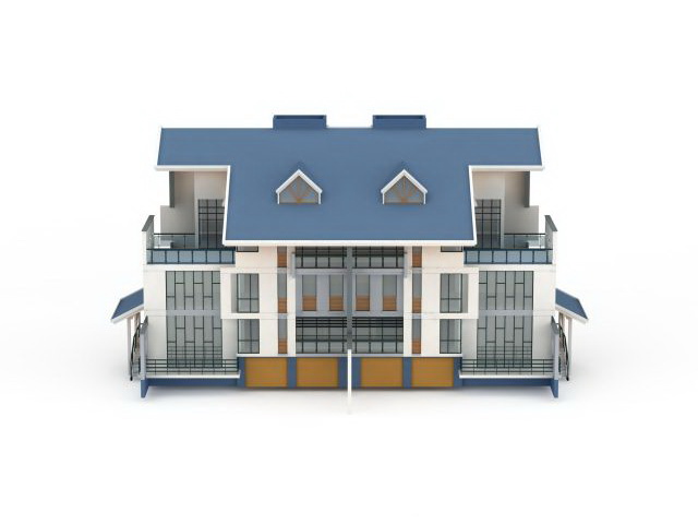 Chinese terraced house 3d rendering