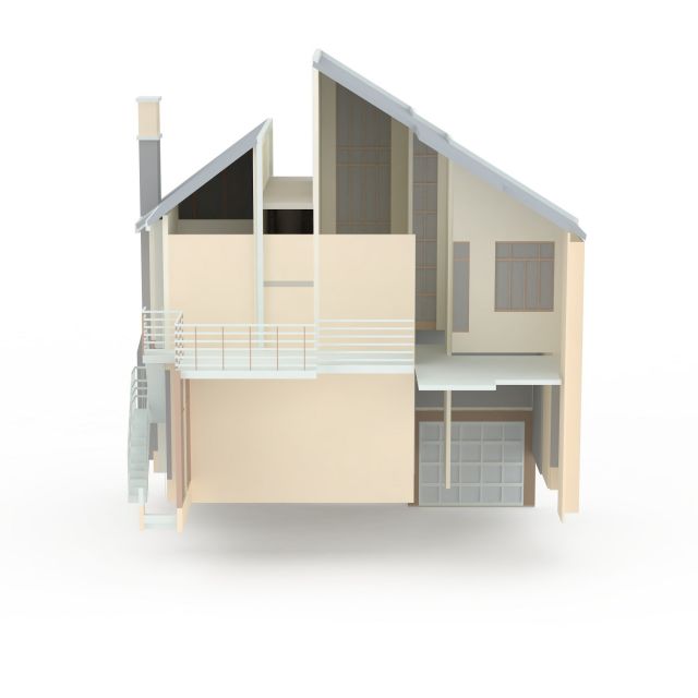 Modern Japanese house 3d rendering