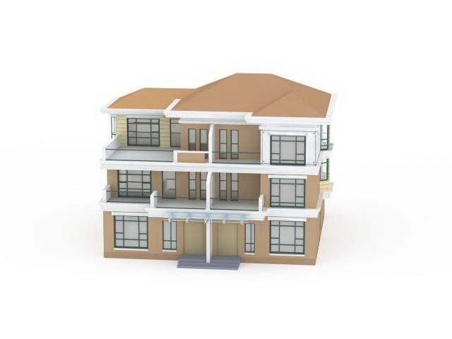 Double terraced house 3d rendering