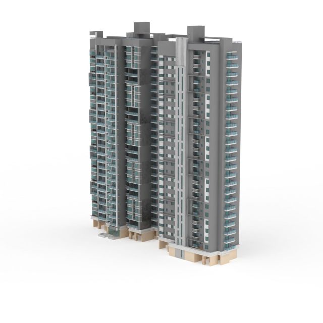 Apartment block buildings 3d rendering