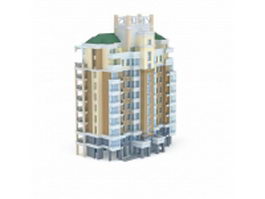 High-rise residential tower 3d model preview