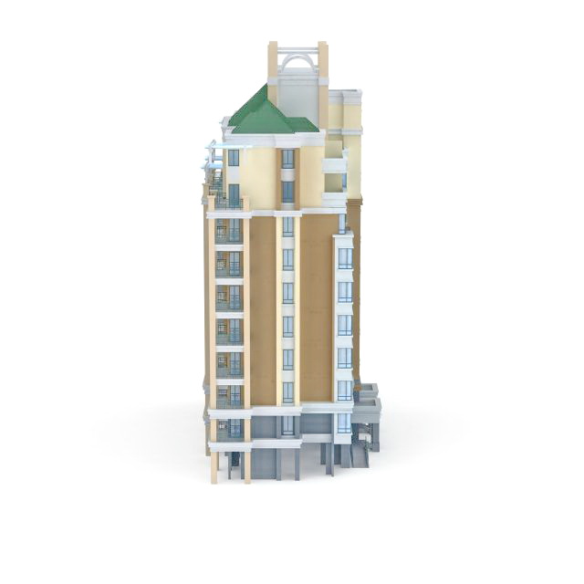 High-rise residential tower 3d rendering