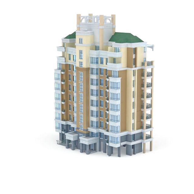 High-rise residential tower 3d rendering