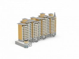 Residential apartment blocks 3d model preview