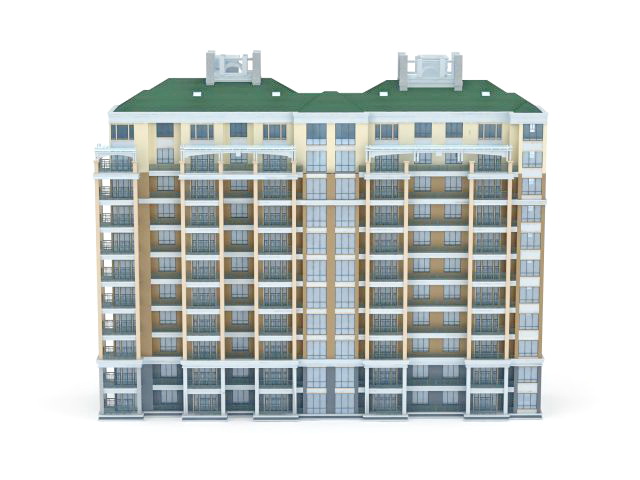 Low income housing 3d rendering