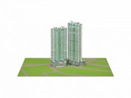 High-rise apartment complex 3d model preview