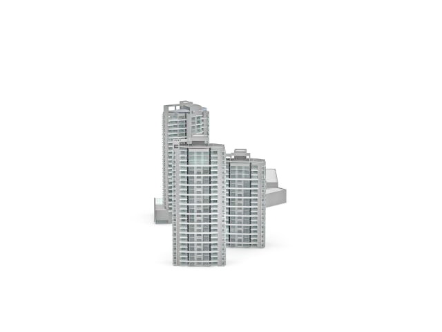 Tower block apartment district 3d rendering