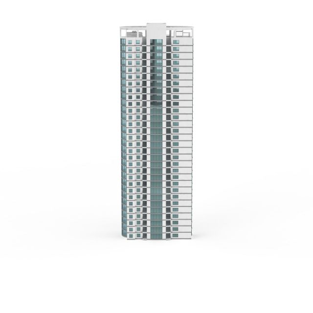 Modern tower block apartment 3d rendering