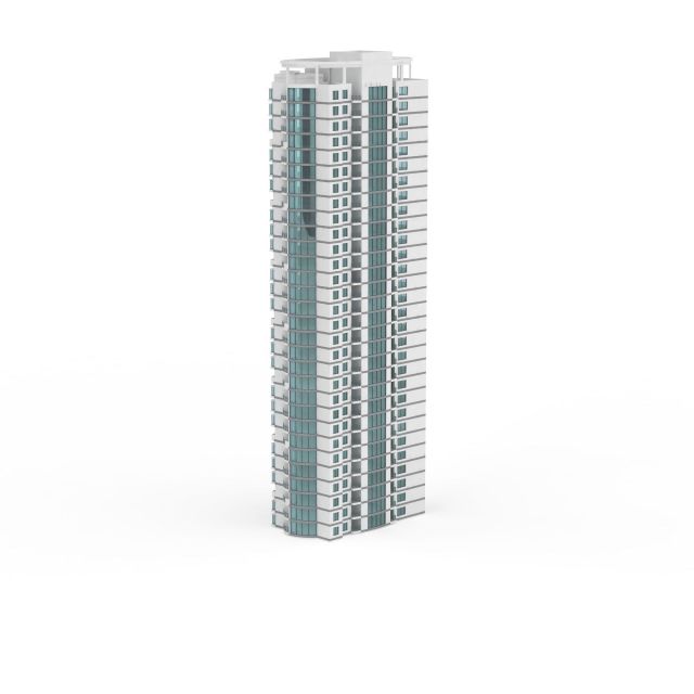Modern tower block apartment 3d rendering
