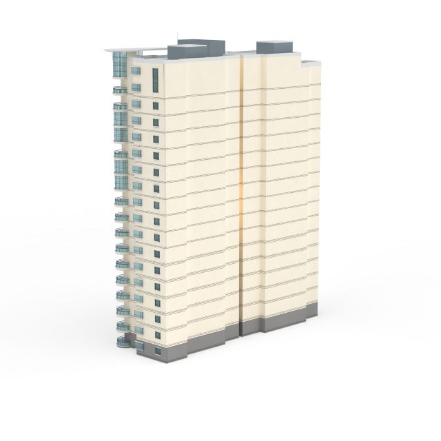 High rise apartment complex 3d rendering