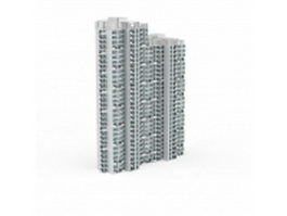 Modern apartment complex 3d model preview