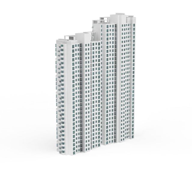 Modern apartment complex 3d rendering