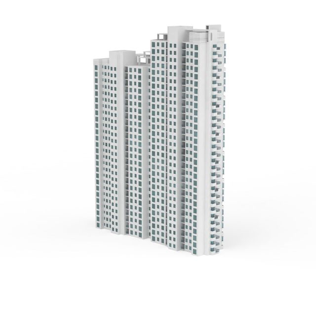 Modern apartment complex 3d rendering