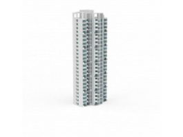 Tower block apartment building 3d model preview