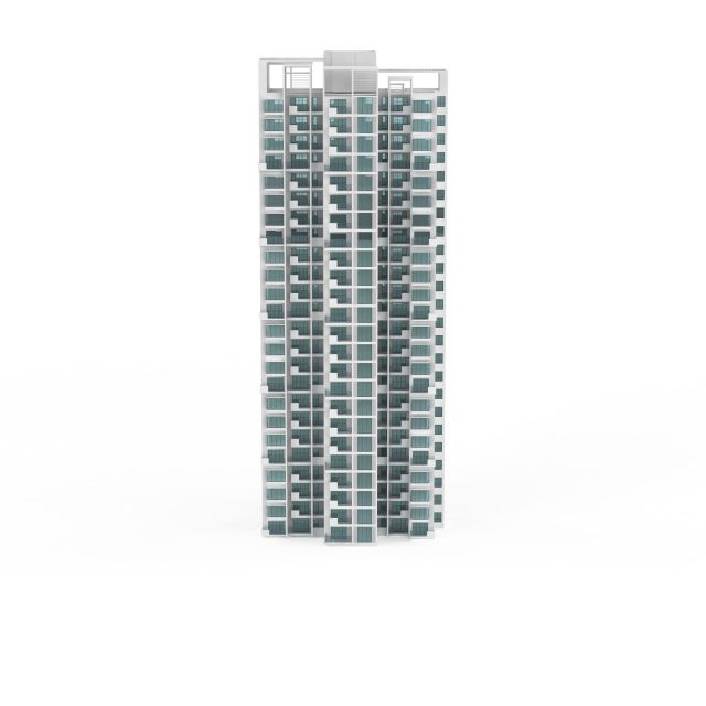 Tower block apartment building 3d rendering