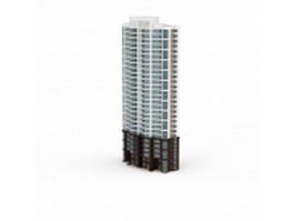 White apartment blocks 3d model preview