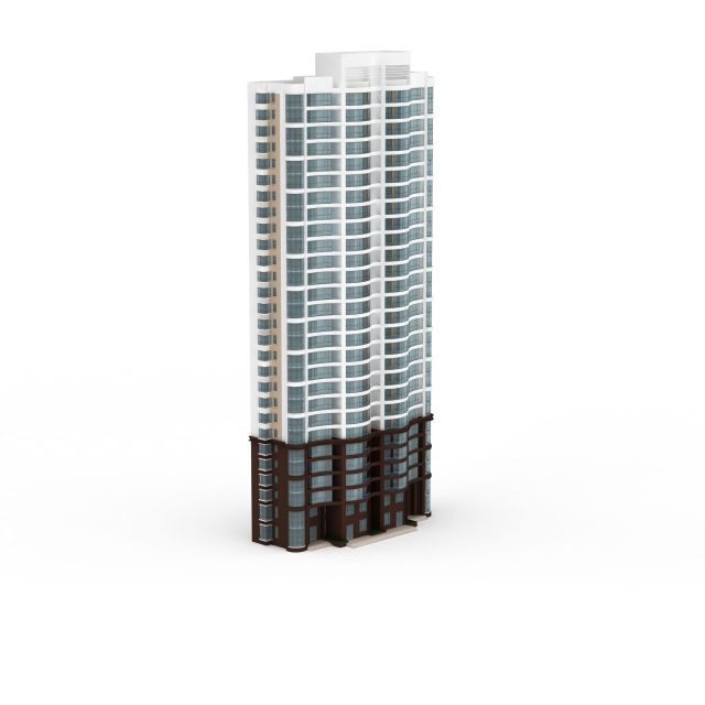 White apartment blocks 3d rendering