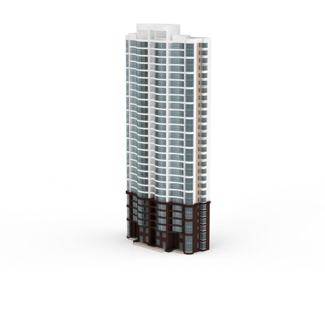 White apartment blocks 3d rendering