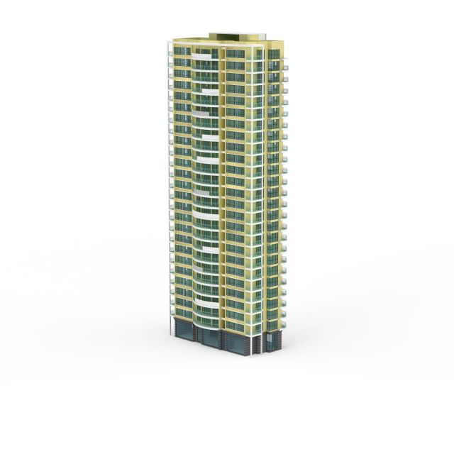 High-rise apartment house 3d rendering
