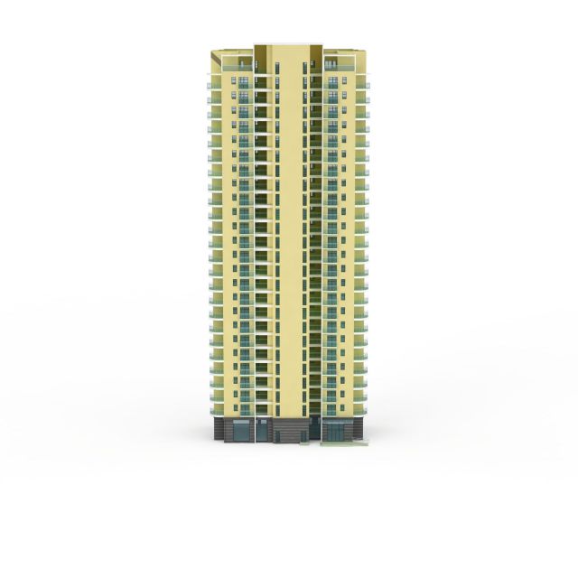 High-rise apartment house 3d rendering