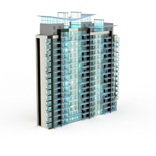 City block apartment 3d rendering