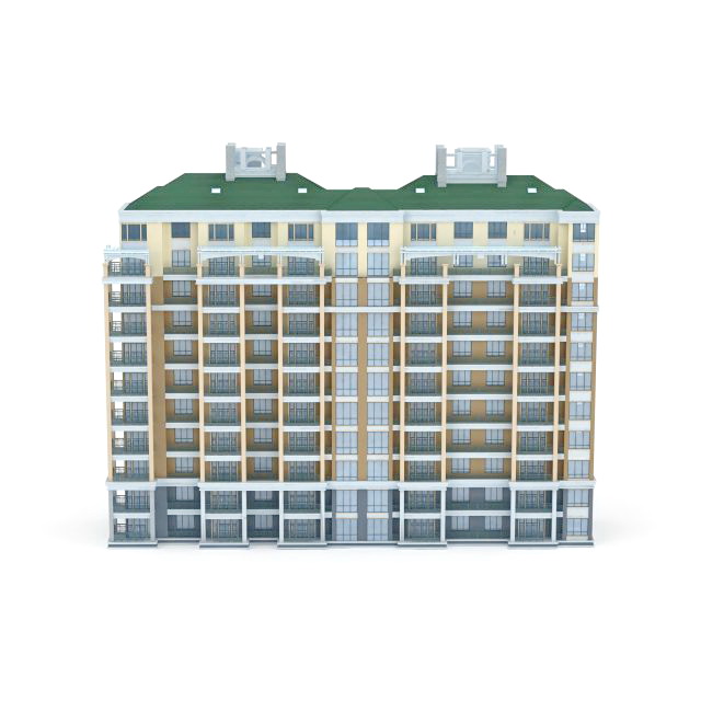 Chinese apartment block 3d rendering