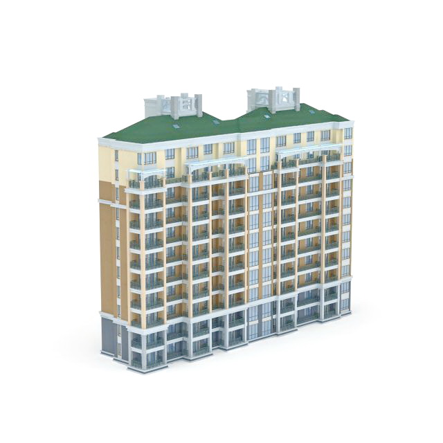 Chinese apartment block 3d rendering
