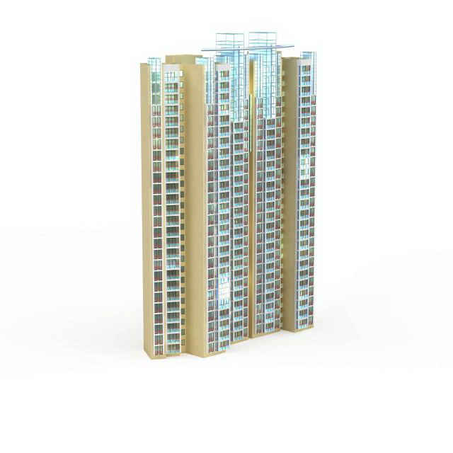 Modern apartment block building 3d rendering