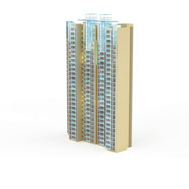 Modern apartment block building 3d rendering