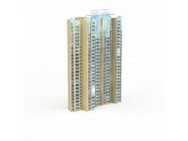 Modern apartment block building 3d preview