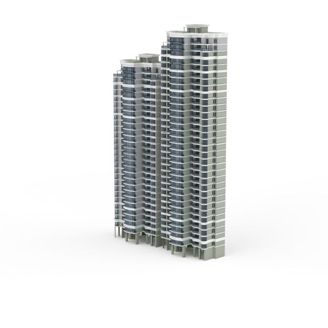 High-rise residential blocks 3d rendering