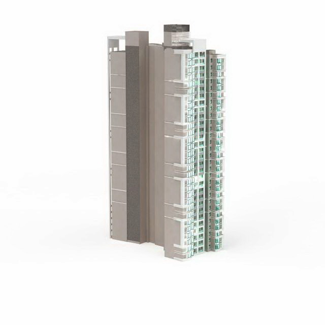 Apartment building at night 3d rendering