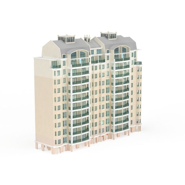 2 Blocks apartment 3d rendering