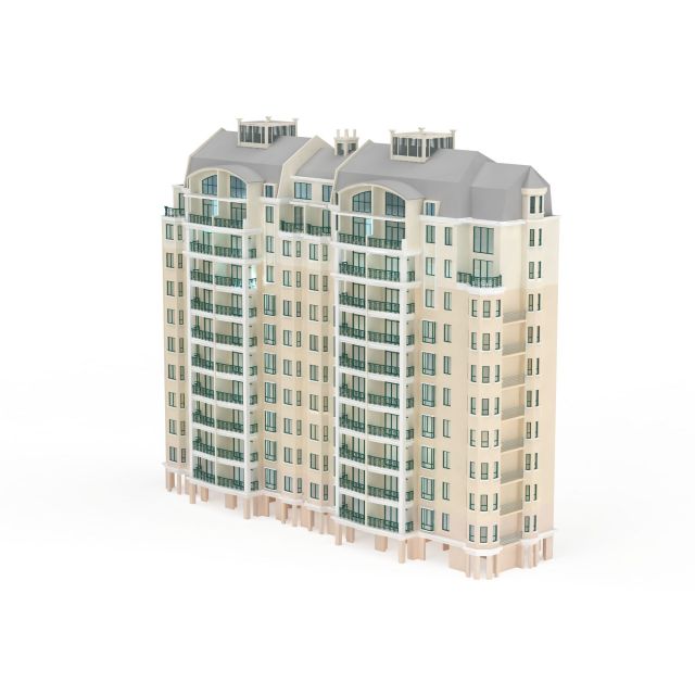 2 Blocks apartment 3d rendering