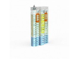 Colorful apartment building 3d model preview