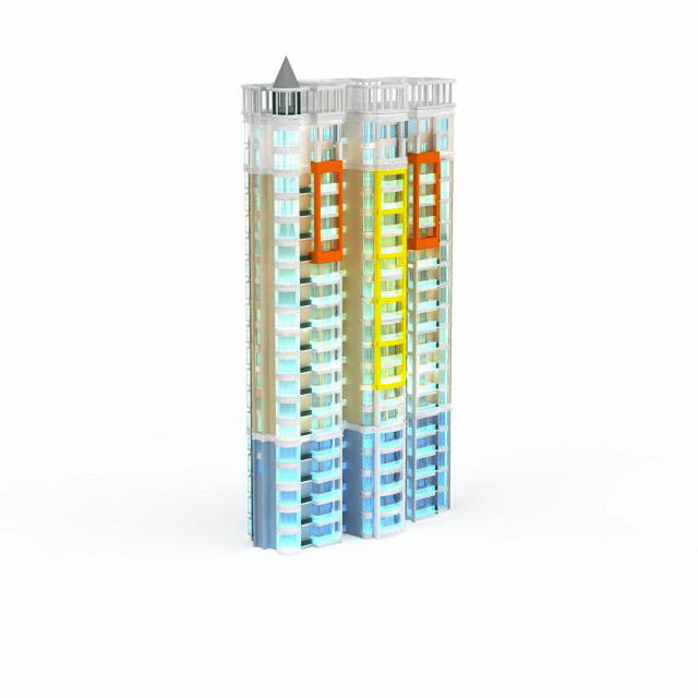 Colorful apartment building 3d rendering