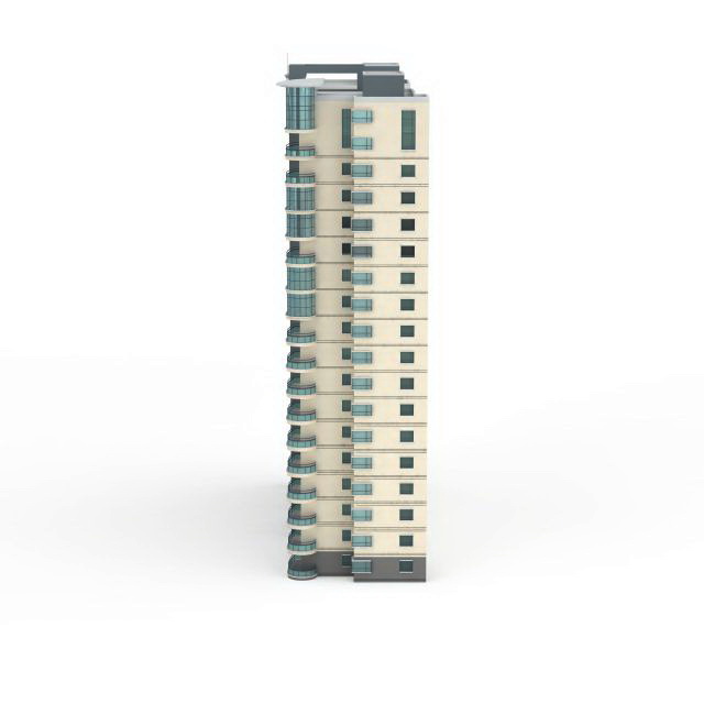 Apartment building from residential area 3d rendering
