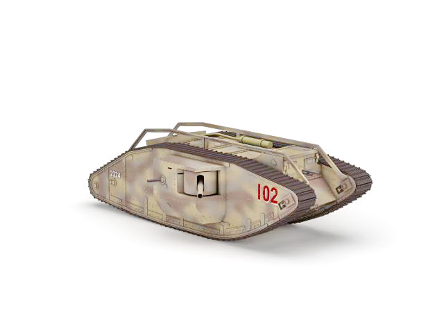 WW1 male tank 3d rendering