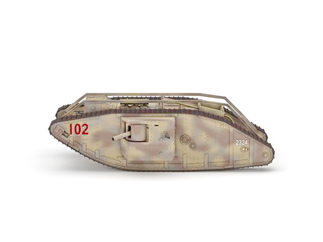 WW1 male tank 3d rendering