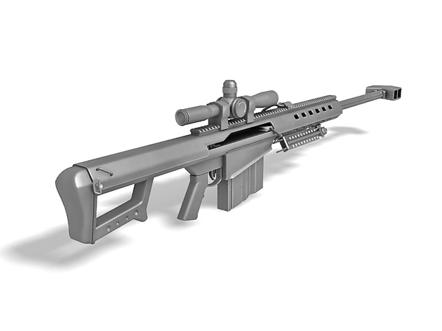 M107 barrett rifle 3d model preview. 