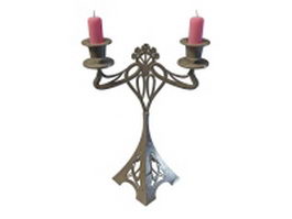 Eiffel tower candlestick with candles 3d model preview