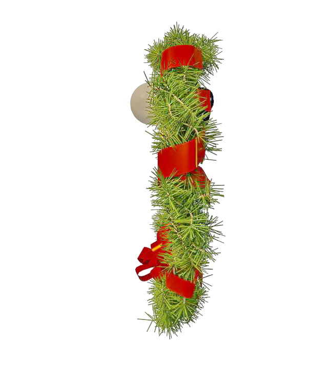 Decorated Christmas wreaths 3d rendering